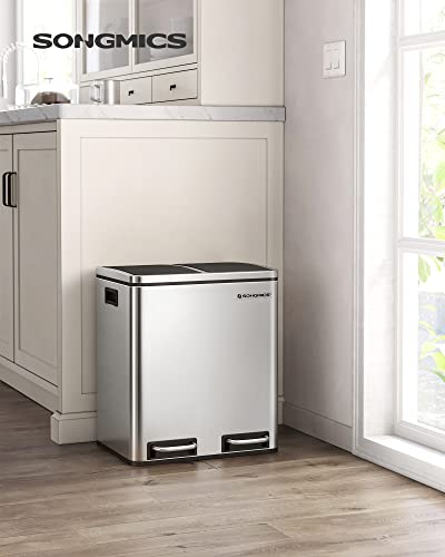 SONGMICS Recycling Bin Steel Rubbish Bin, Step Bin