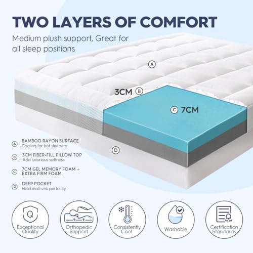 ELEMUSE 4 Inch Memory Foam Mattress Topper Single Bed