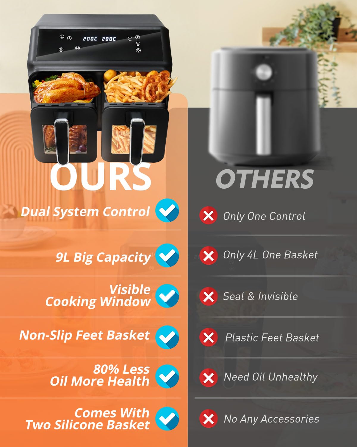 JR JUMIAR Dual Zone Digital Air Fryer 9L
