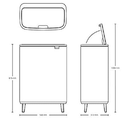 Brabantia Bo Touch Bin Hi - Matt Black Waste/Recycling Kitchen Bin