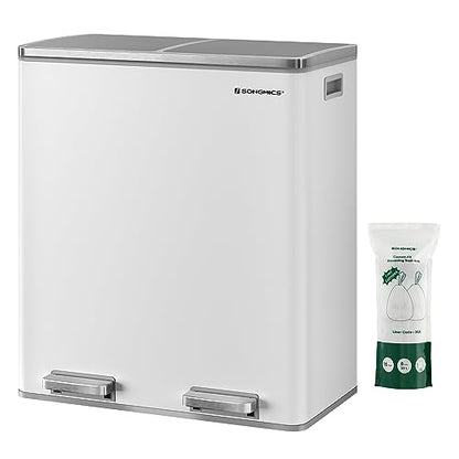 SONGMICS Dual Rubbish Bin, 2 x 30L Recycling Bin