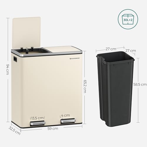 SONGMICS Dual Rubbish Bin Recycling Bin