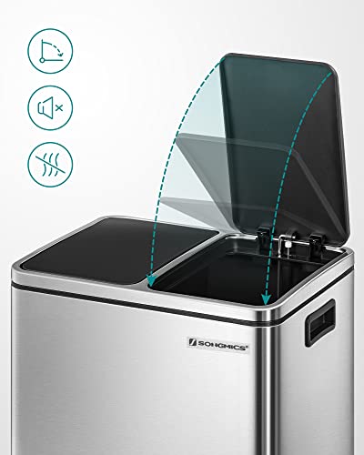 SONGMICS Recycling Bin Steel Rubbish Bin, Step Bin