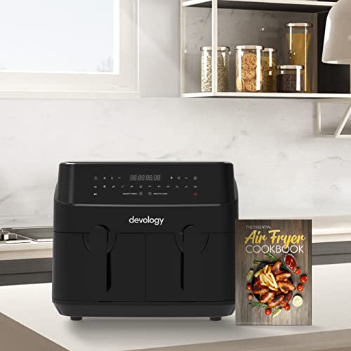 Devology Double Air Fryer, 9L, 2x4.5L Dual Zone