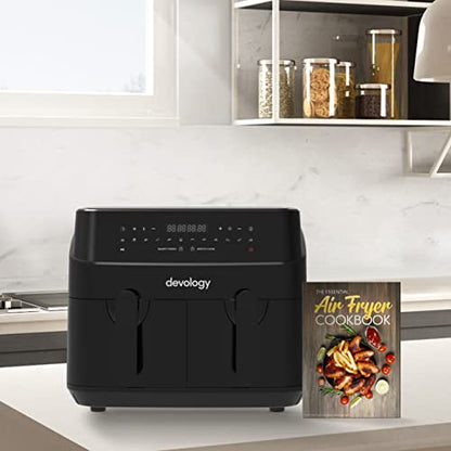 Devology Double Air Fryer, 9L, 2x4.5L Dual Zone
