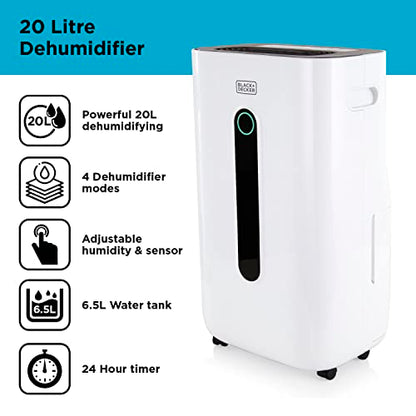 Extra Large High Performance 20 Litre Dehumidifier BLACK