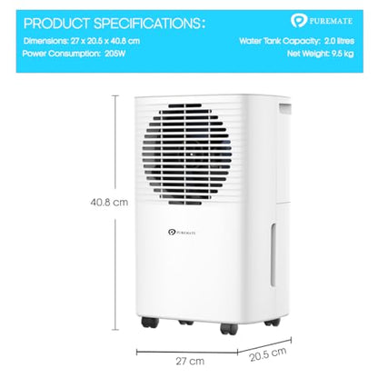 PureMate 10L Portable & Compact Dehumidifier 10 Litre