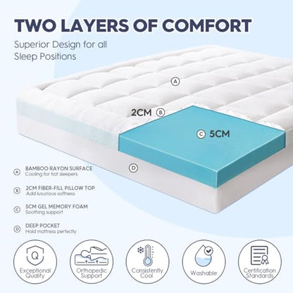 ELEMUSE Dual-layer Memory Foam Mattress Topper