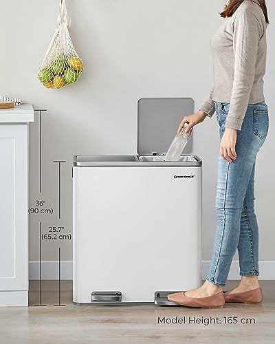 SONGMICS Dual Rubbish Bin, 2 x 30L Recycling Bin