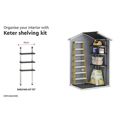 Keter Manor Outdoor Garden Storage Shed, Grey, 4 x 3 ft