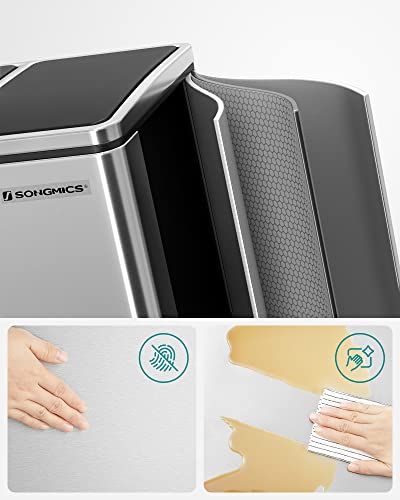 SONGMICS Recycling Bin Steel Rubbish Bin, Step Bin