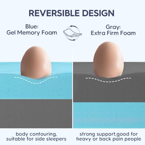 ELEMUSE 4 Inch Memory Foam Mattress Topper Single Bed