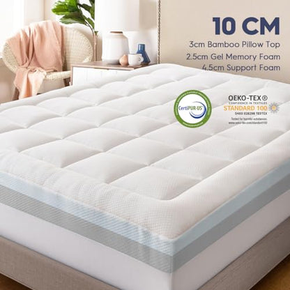 ELEMUSE 4 Inch Memory Foam Mattress Topper Single Bed