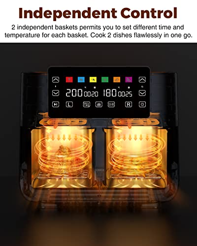 Air Fryer with 2 Baskets 7.6L, JOYAMI Dual Basket AirFryer