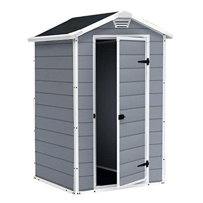 Keter Manor Outdoor Garden Storage Shed, Grey, 4 x 3 ft