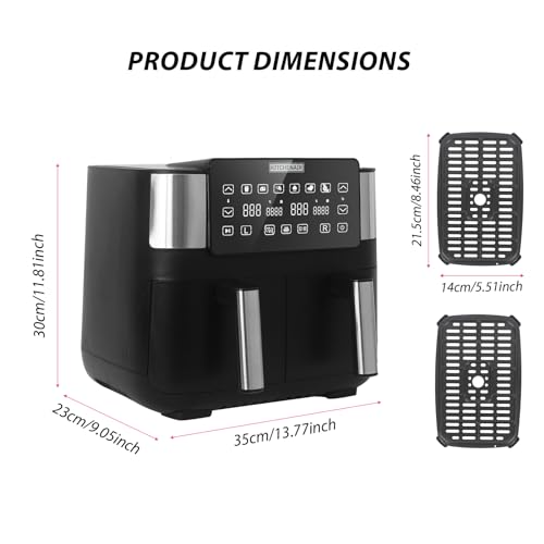 shine planet 7.6L Air Fryer with Double Drawer