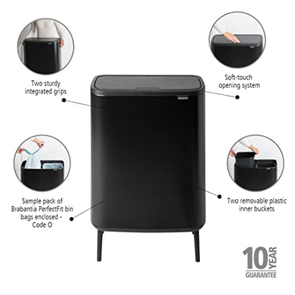 Brabantia Bo Touch Bin Hi - Matt Black Waste/Recycling Kitchen Bin