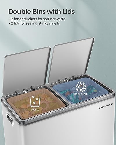 SONGMICS Dual Rubbish Bin, 2 x 30L Recycling Bin