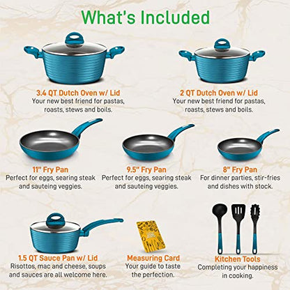 Nutrichef 12-Piece Nonstick Kitchen Cookware Set