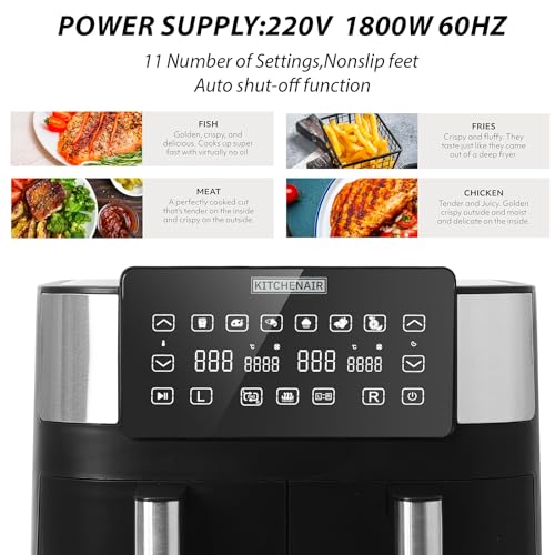 shine planet 7.6L Air Fryer with Double Drawer