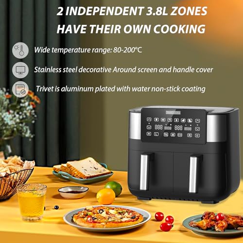 shine planet 7.6L Air Fryer with Double Drawer