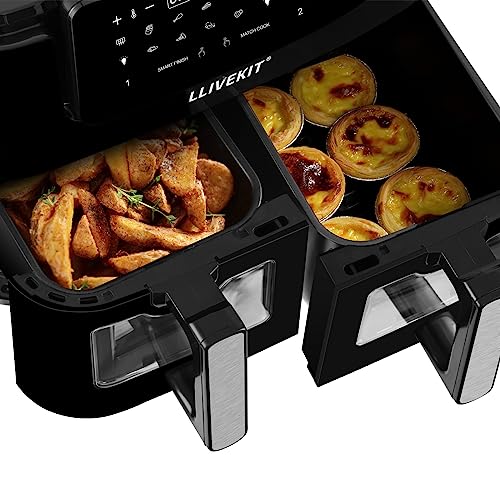 LLIVEKITDigital Dual Zone Oil Free Air Fryer 9L Large for Family
