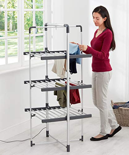 3-Tier Heated Clothes Airer Aluminium BLACK+DECKER 63099