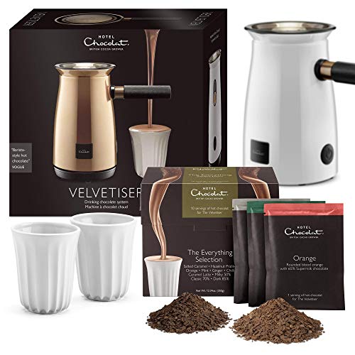 Hotel Chocolat Velvetiser Hot Chocolate Machine Complete Starter Kit, White