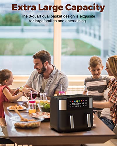 Air Fryer with 2 Baskets 7.6L, JOYAMI Dual Basket AirFryer