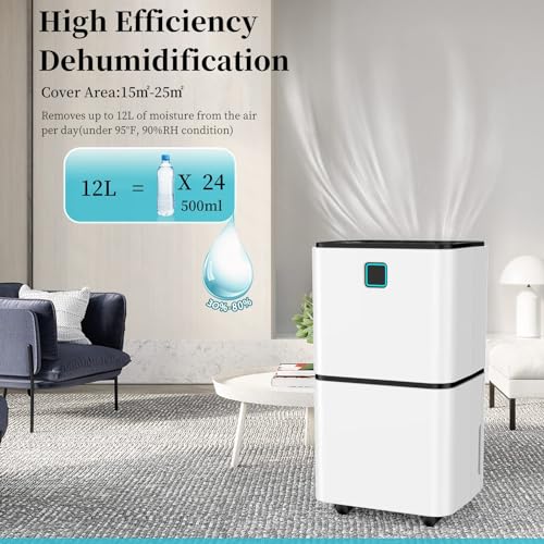 12L Dehumidifier for Home Damp & Condensation