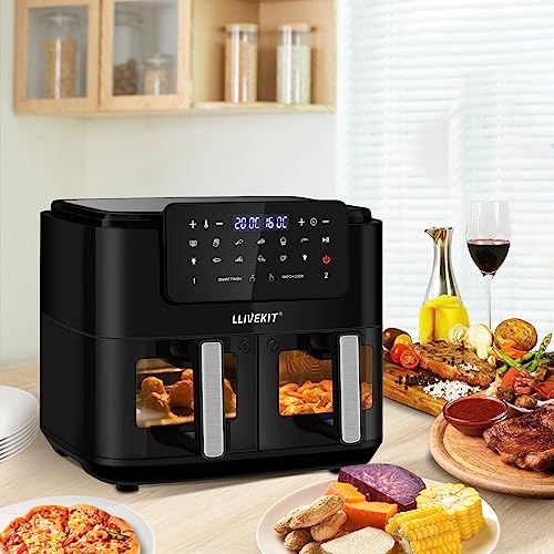 LLIVEKITDigital Dual Zone Oil Free Air Fryer 9L Large for Family