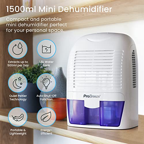 Pro Breeze Dehumidifier 1500ml Portable Air Dehumidifier