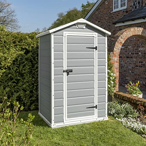 Keter Manor Outdoor Garden Storage Shed, Grey, 4 x 3 ft