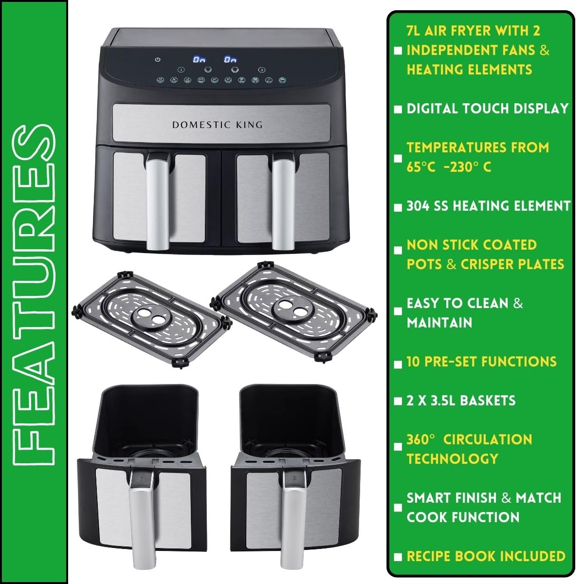 Domestic King 7L Dual Basket Air Fryer