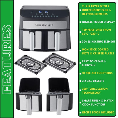 Domestic King 7L Dual Basket Air Fryer